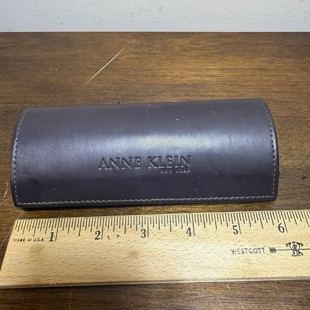 Anne Klein Sunglasses Case Deep Purple Almost Brown Hardcase Faux Leather
